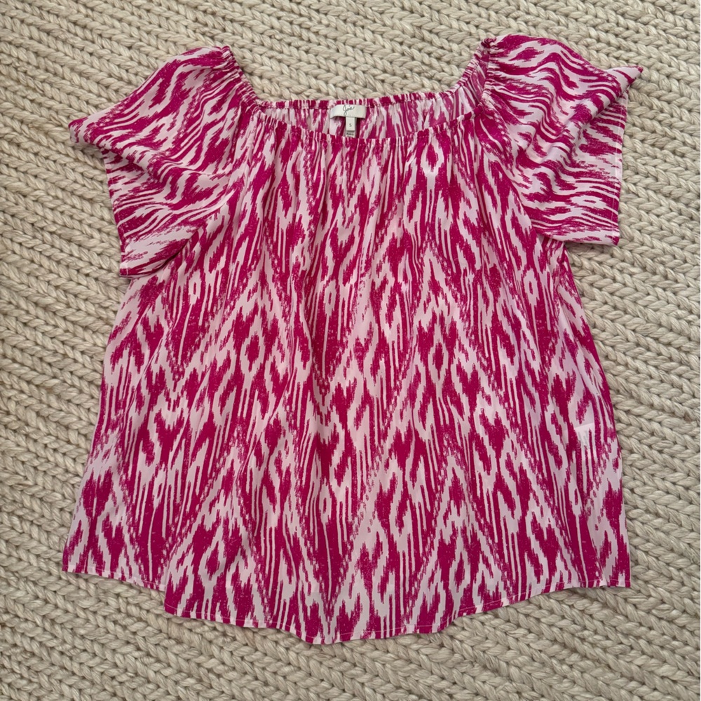 Joie Amesti B Off the shoulder Ikat Silk Top